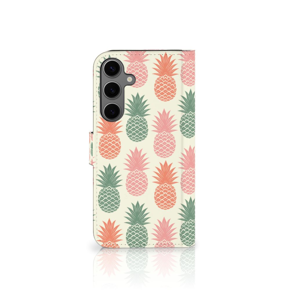 Samsung Galaxy S25 Plus Book Cover Ananas ananas telefoonhoesje zijkant