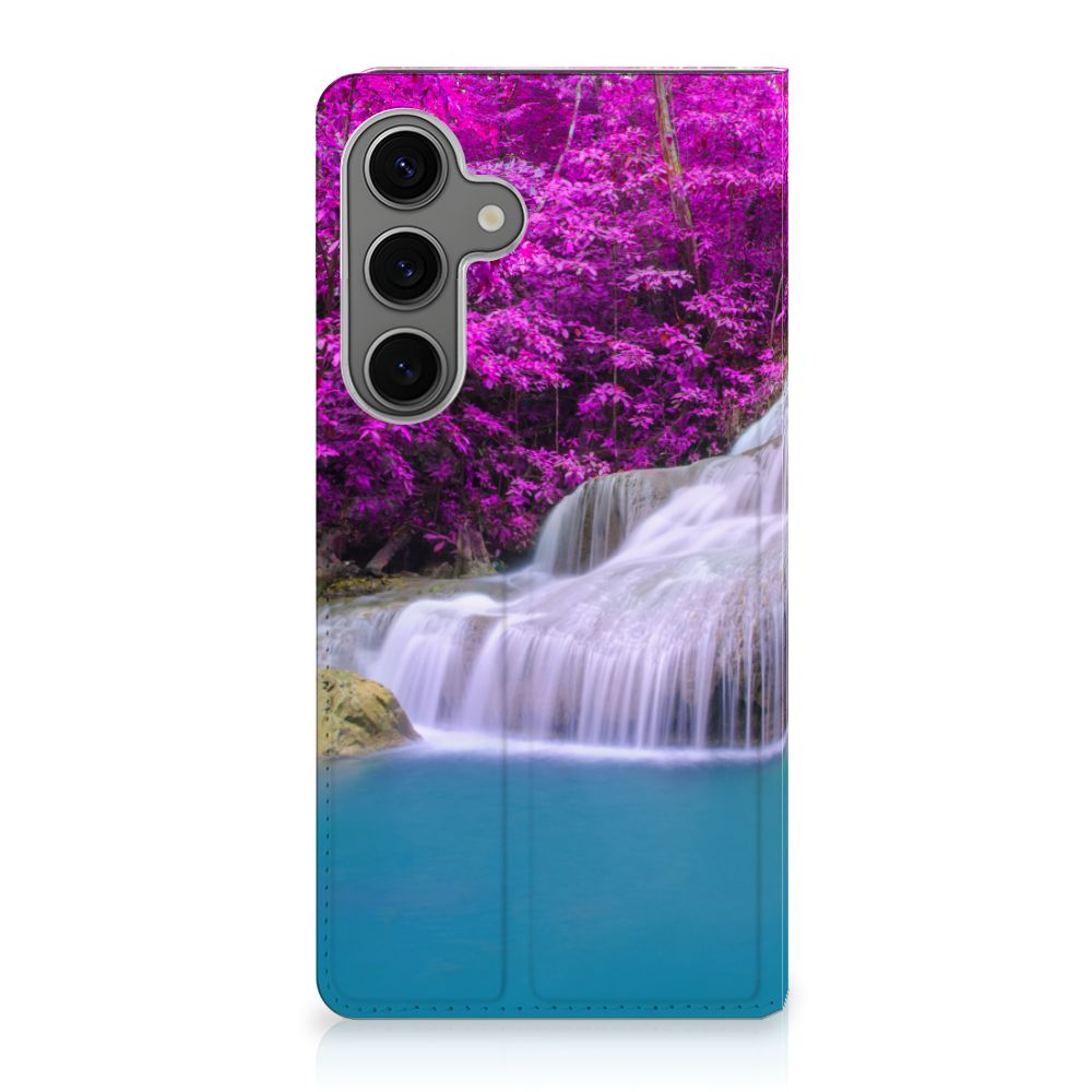 Samsung Galaxy S25 Plus Book Cover Waterval waterval roze design aanzicht