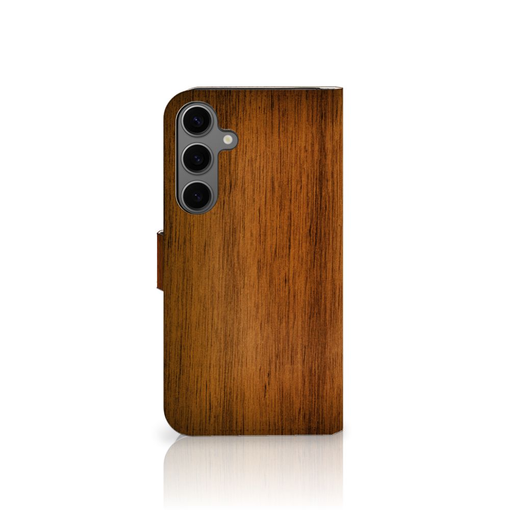 Samsung Galaxy S25 Plus Book Style Case Donker Hout bookstyle donker hout achterkant