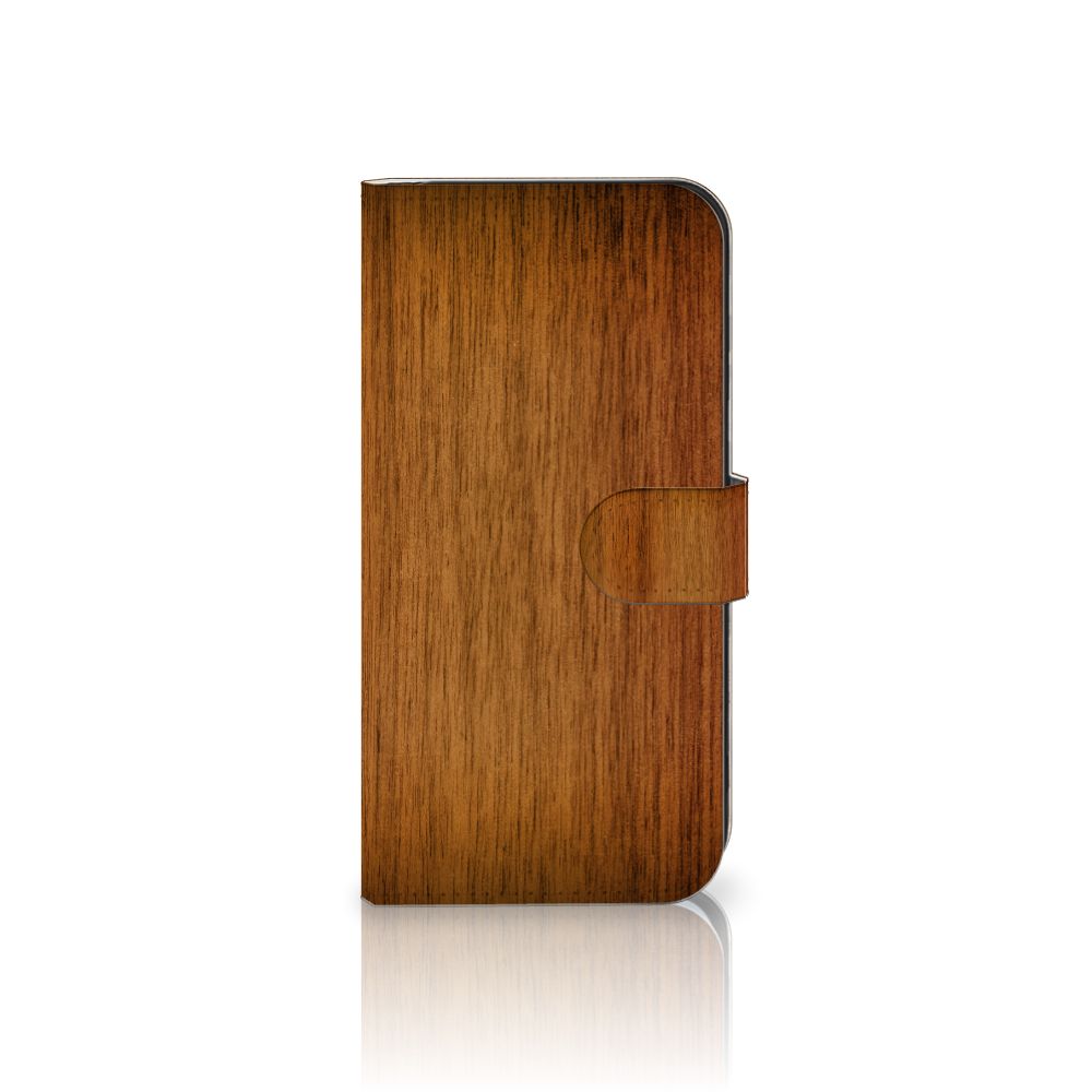 Samsung Galaxy S25 Plus Book Style Case Donker Hout houten hoesje zijaanzicht