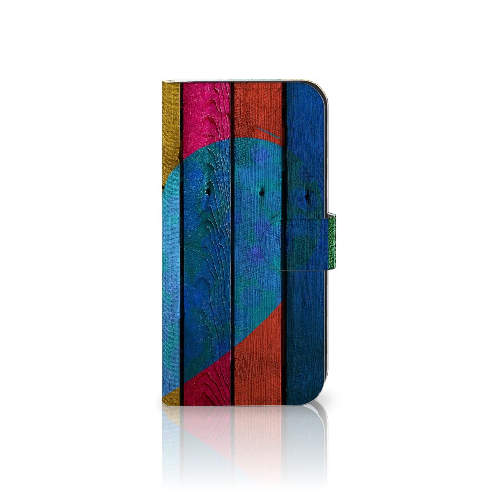 Samsung Galaxy S25 Plus Book Style Case Wood Heart voorzijde kleurrijk