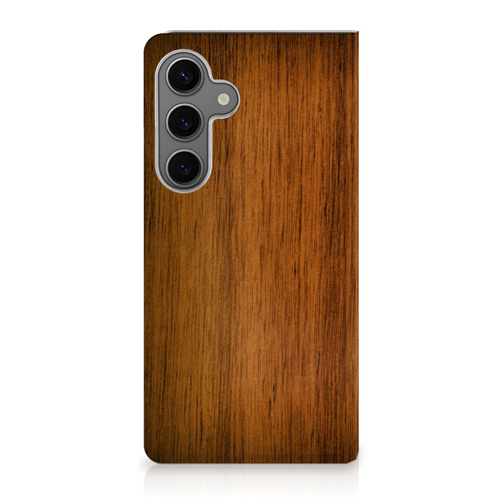 Samsung Galaxy S25 Plus Book Wallet Case Donker Hout design donker hout aanzicht