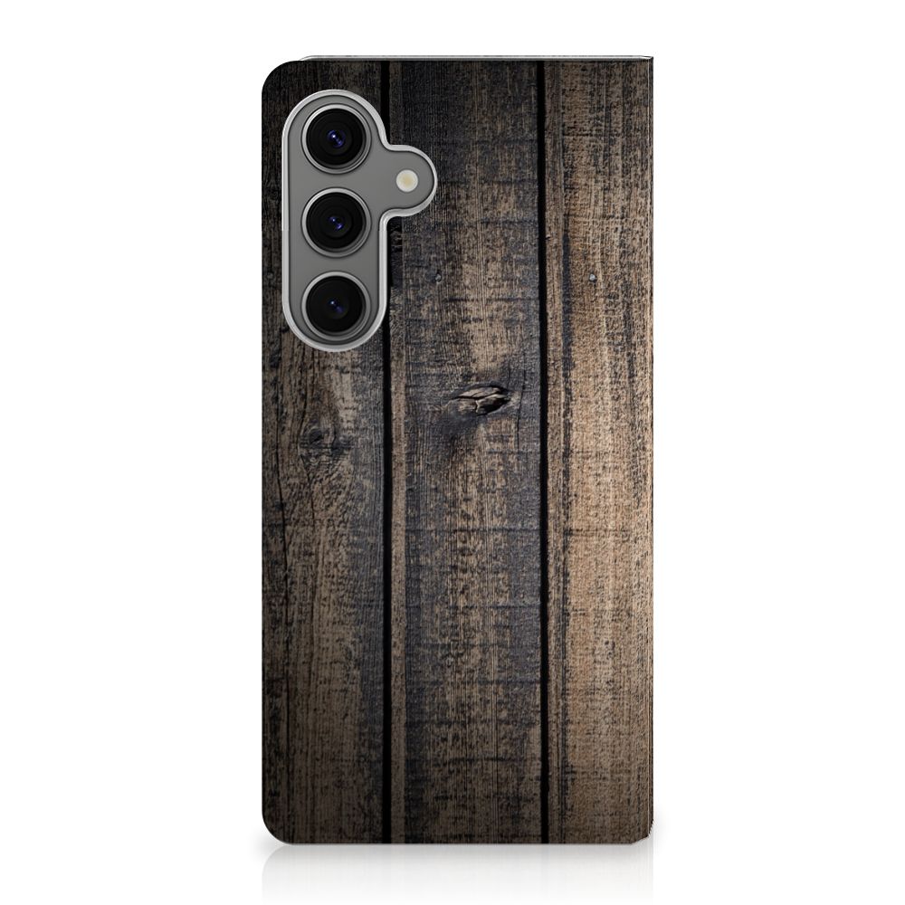Samsung Galaxy S25 Plus Book Wallet Case Steigerhout steigerhout aanzicht