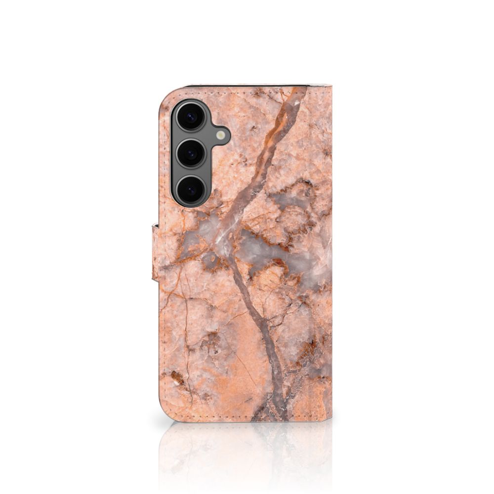 Samsung Galaxy S25 Plus Bookcase Marmer Oranje boekcase marmer oranje achteraanzicht