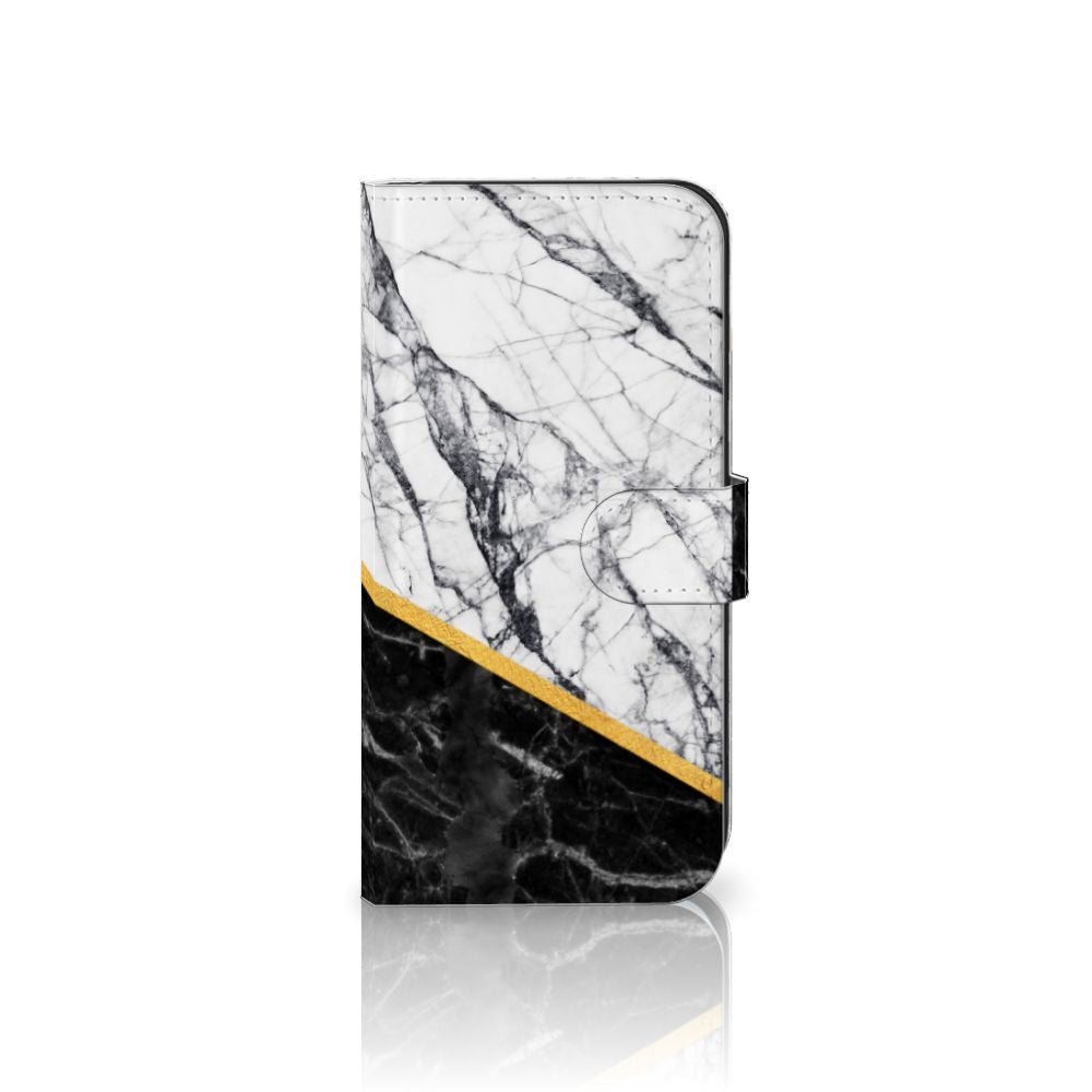 Samsung Galaxy S25 Plus Bookcase Marmer Wit Zwart design marmer voorkant