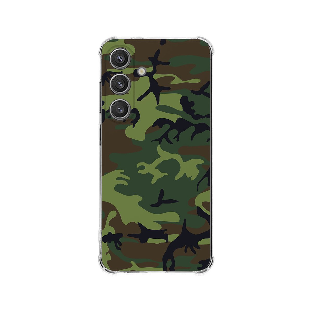 Samsung Galaxy S25 Plus Hoesje - Army Dark TPU Antishock camouflageprint achterkant