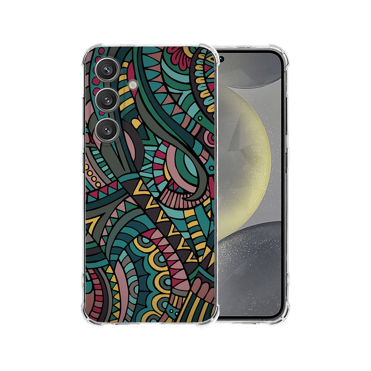 Samsung Galaxy S25 Plus Hoesje - Aztec TPU Antishock achterkant voorkant visualisatie