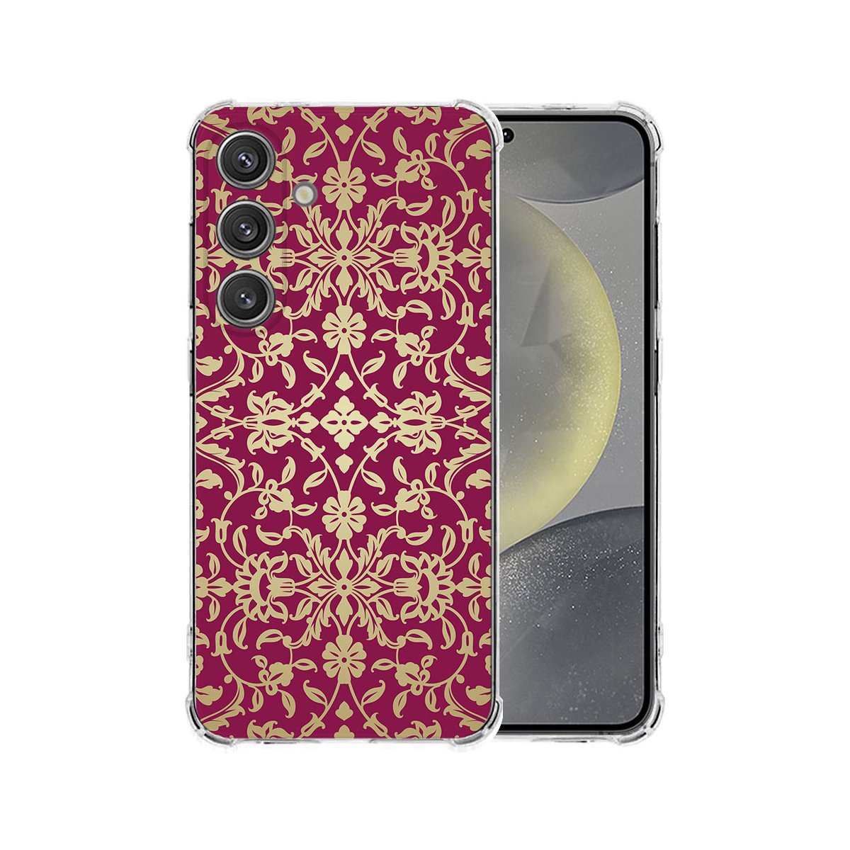Samsung Galaxy S25 Plus Hoesje Barok Pink TPU Antishock hoesje barok design achterkant