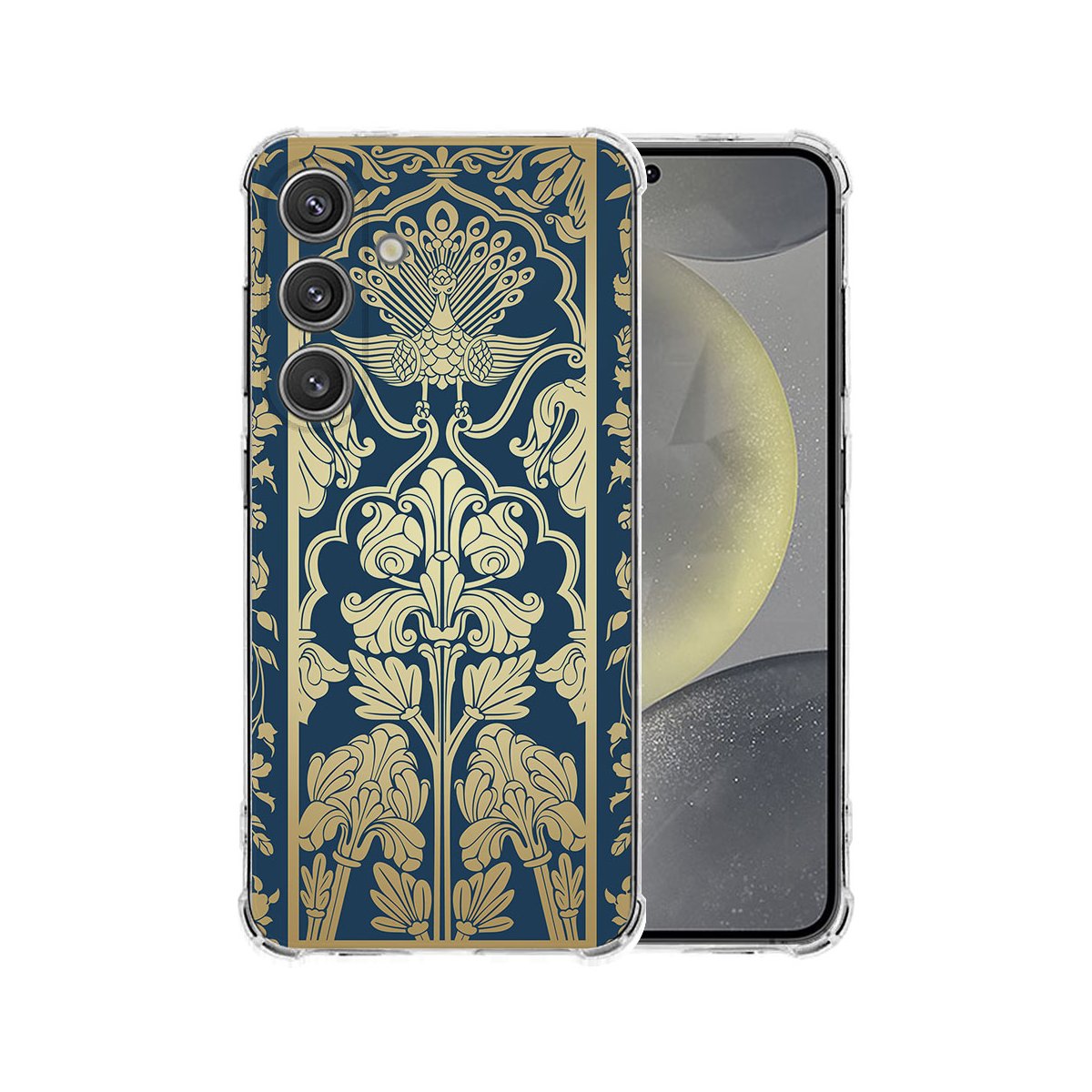 Samsung Galaxy S25 Plus Hoesje Beige Flowers TPU Antishock bloemenprint transparant design aanzicht