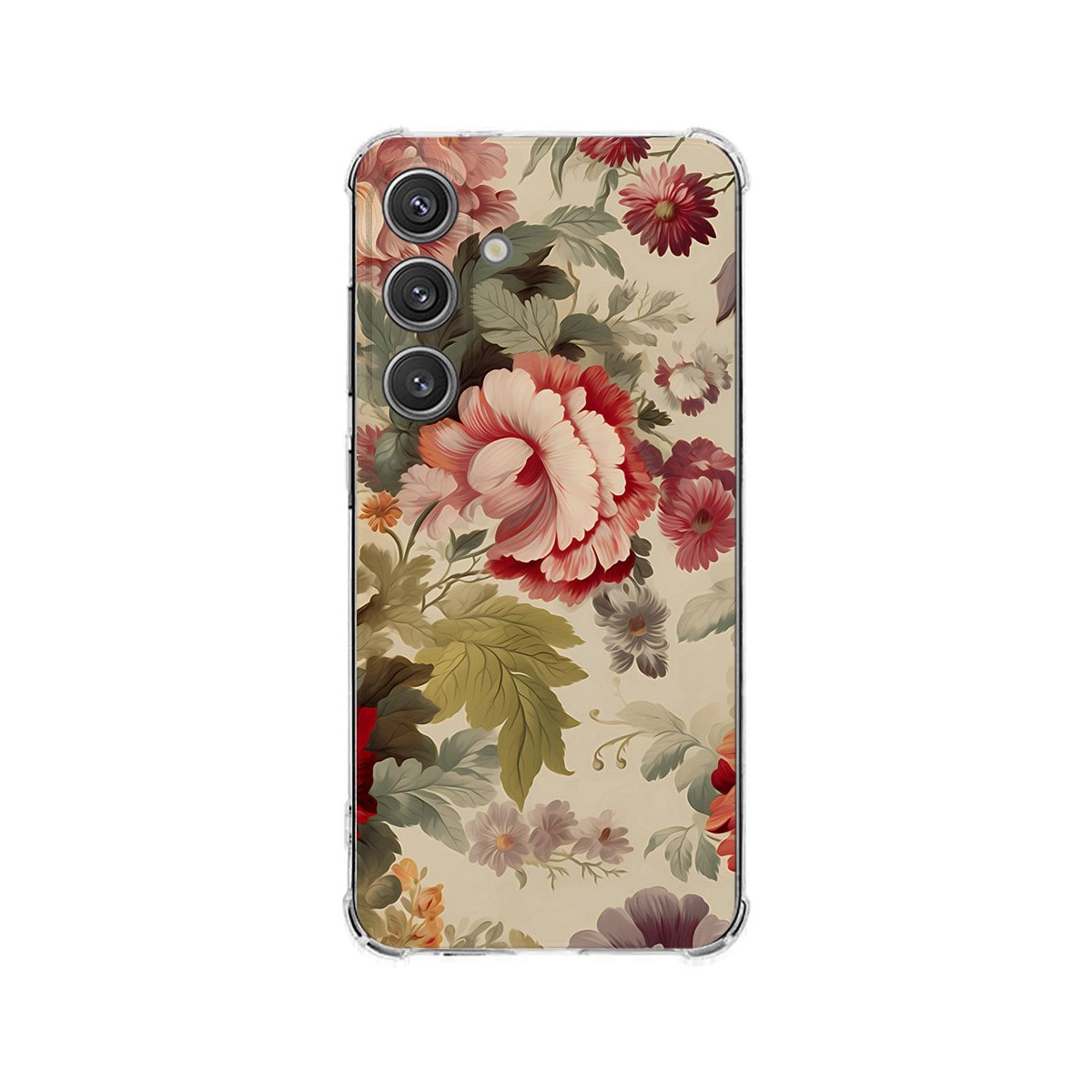 Samsung Galaxy S25 Plus Hoesje Bloemen TPU Antishock bloemenprint achterkant