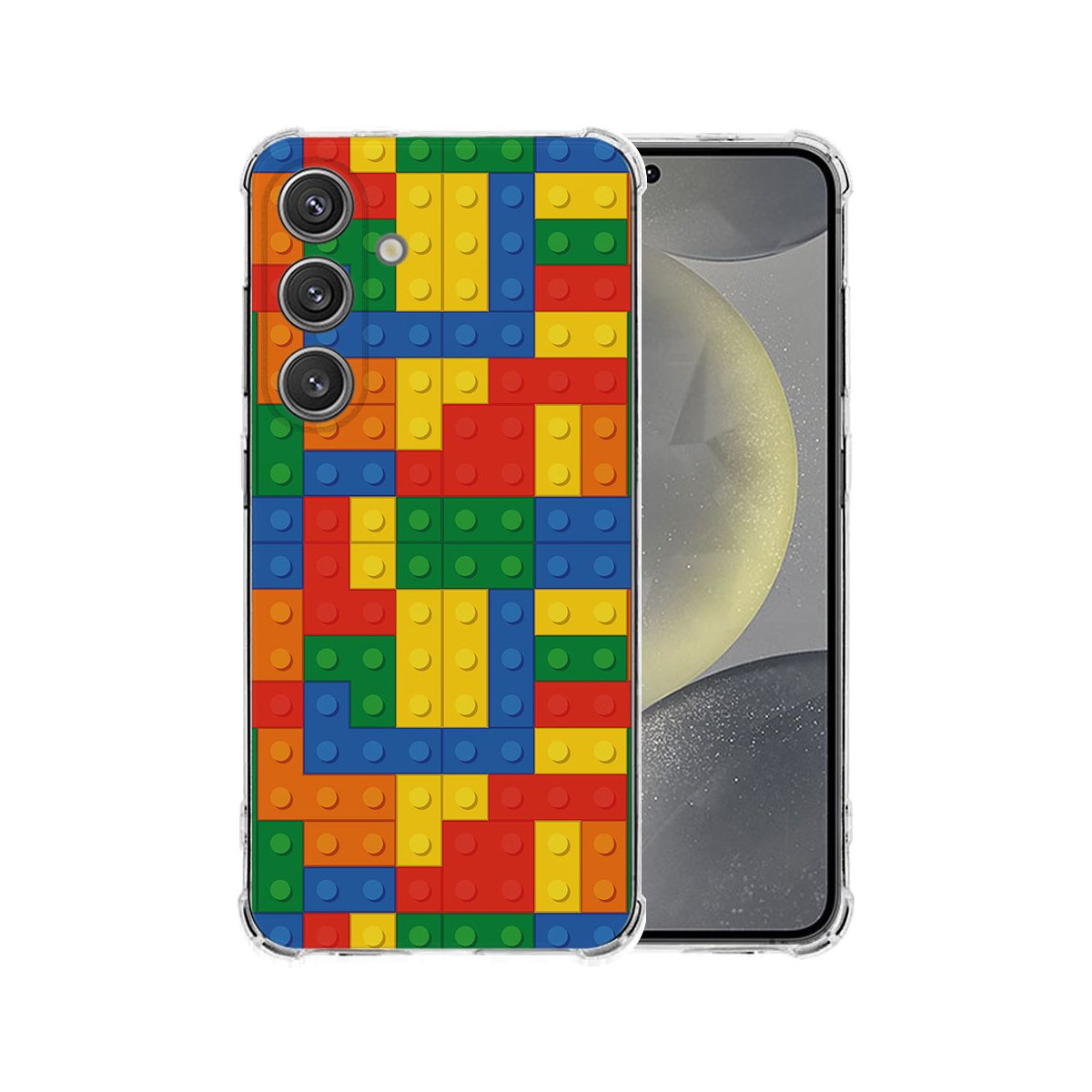 Samsung Galaxy S25 Plus Hoesje Blokken TPU Antishock blokken kleurige voorkant