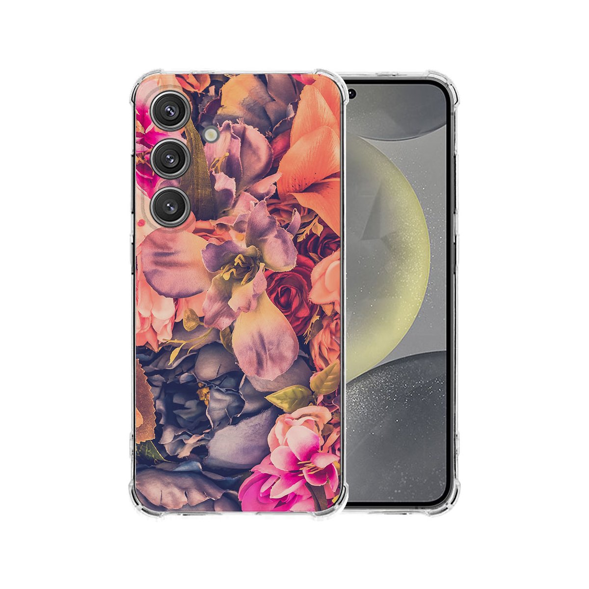 Samsung Galaxy S25 Plus Hoesje Bosje Bloemen TPU Antishock bloemenprint aanzicht