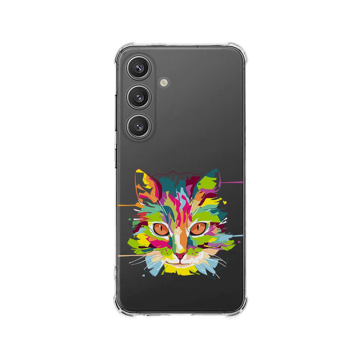 Samsung Galaxy S25 Plus Hoesje Cat Color TPU Antishock hoesje kleurrijk kattenontwerp achteraanzicht
