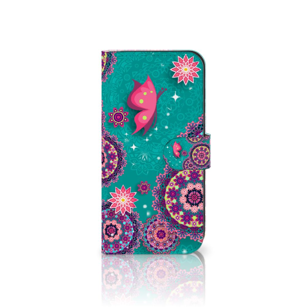 Samsung Galaxy S25 Plus Hoesje Cirkels en Vlinders bookstyle case design hippie aanzicht