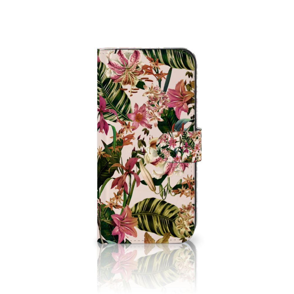 Samsung Galaxy S25 Plus Hoesje Flowers bookcase bloemen tropisch design voorkant