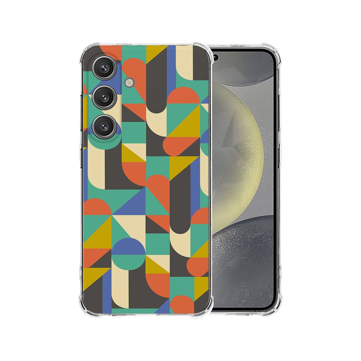 Samsung Galaxy S25 Plus Hoesje Funky Retro TPU Antishock design kleurrijk aanzicht