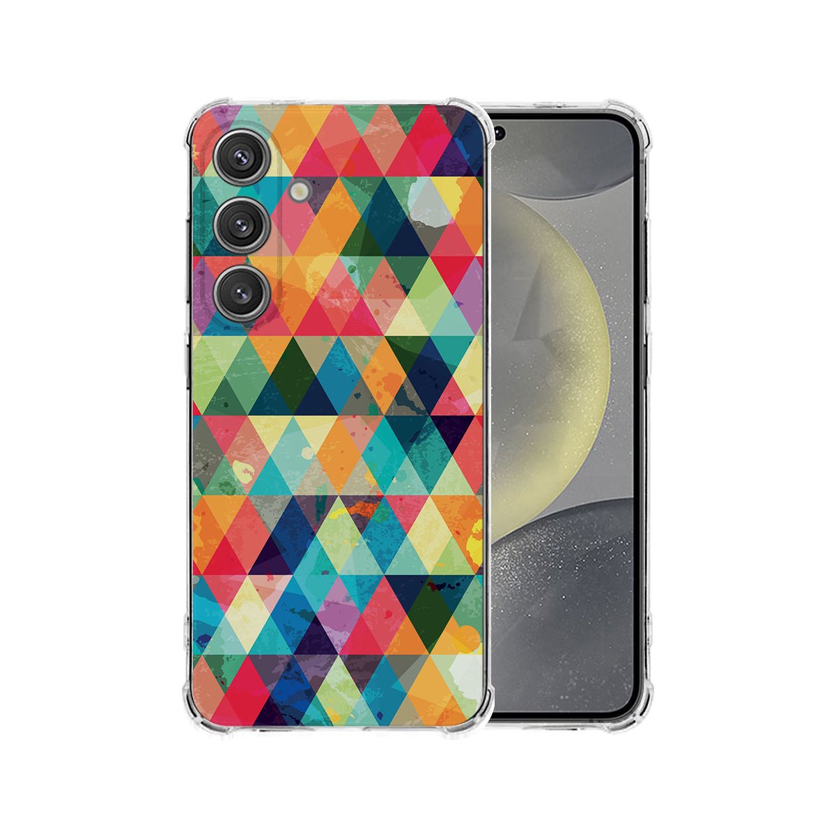 Samsung Galaxy S25 Plus Hoesje Geruit TPU Antishock kleurrijk design achterkant
