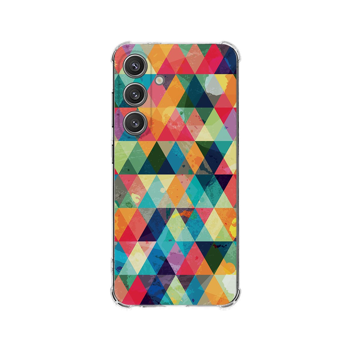 Samsung Galaxy S25 Plus Hoesje Geruit TPU Antishock kleurrijk geometrisch design achteraanzicht
