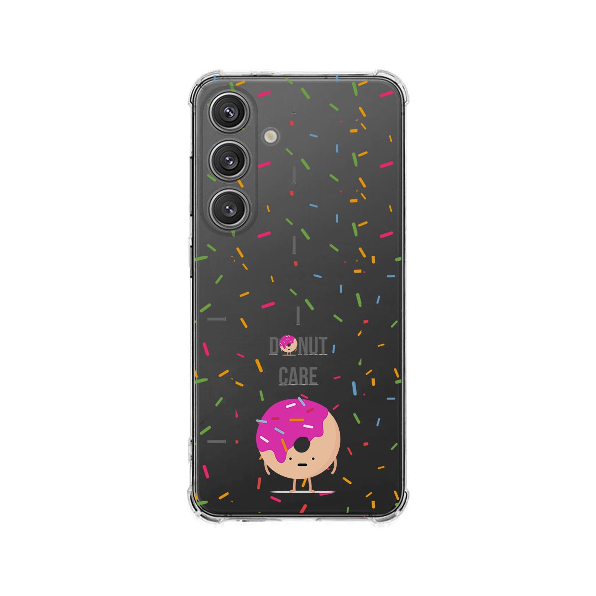 Samsung Galaxy S25 Plus Hoesje Hoesje Donut Roze TPU Antishock achterkant met donutshaas en confetti