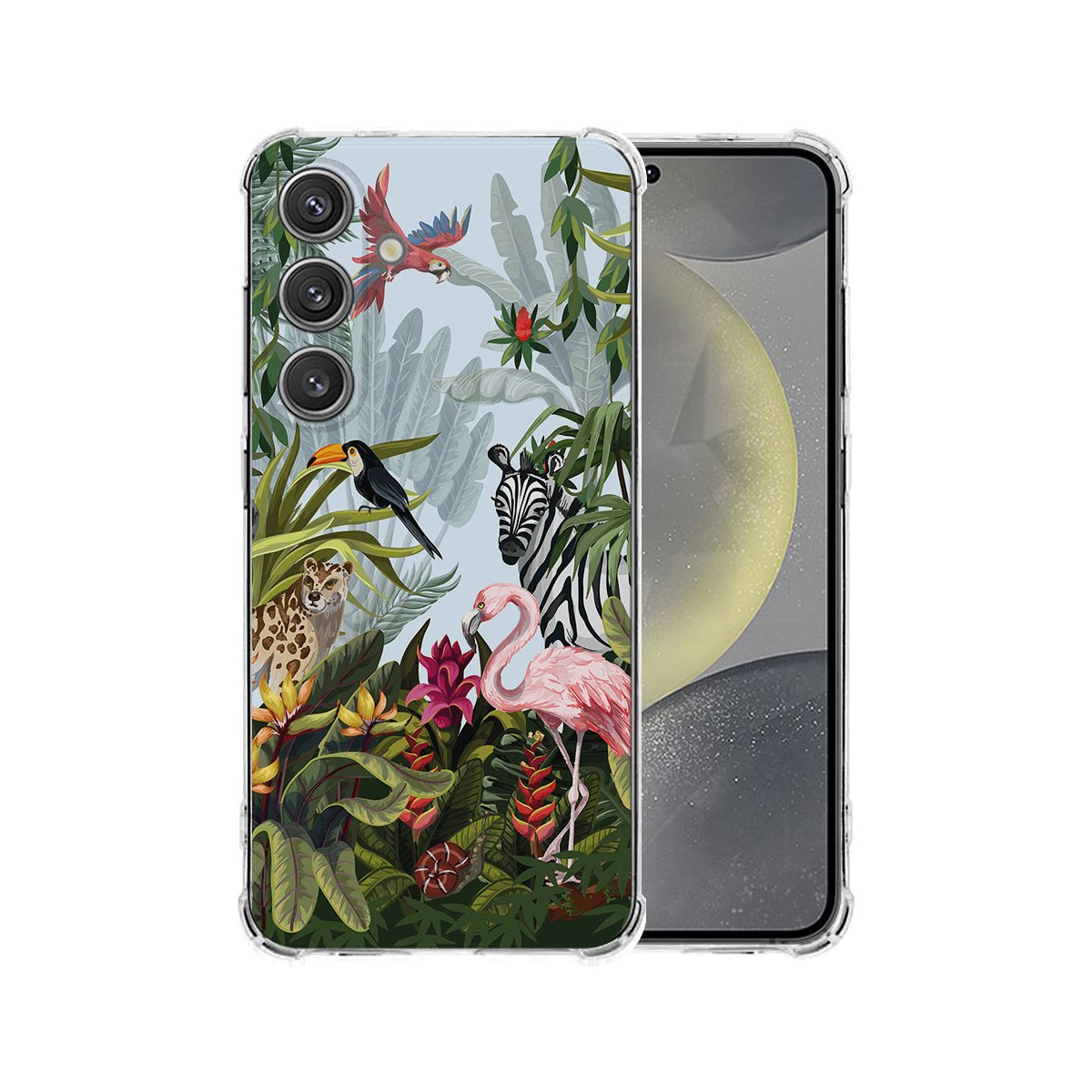 Samsung Galaxy S25 Plus Hoesje Jungle TPU Antishock vooraanzicht met jungle design