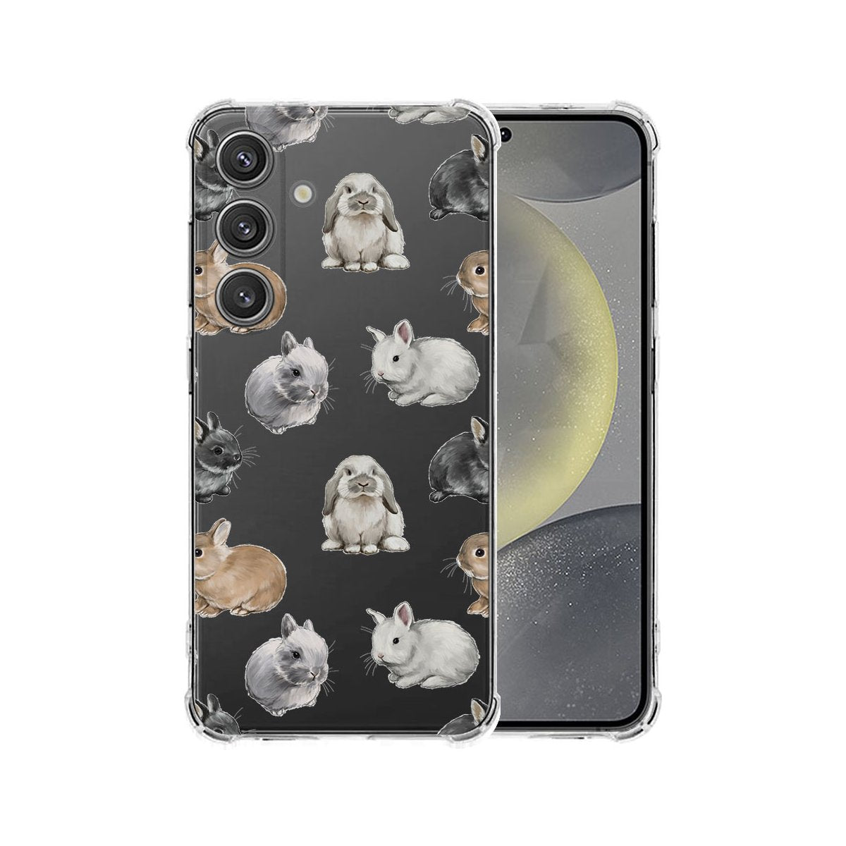 Samsung Galaxy S25 Plus Hoesje Konijntjes TPU Antishock konijntjes design voorkant