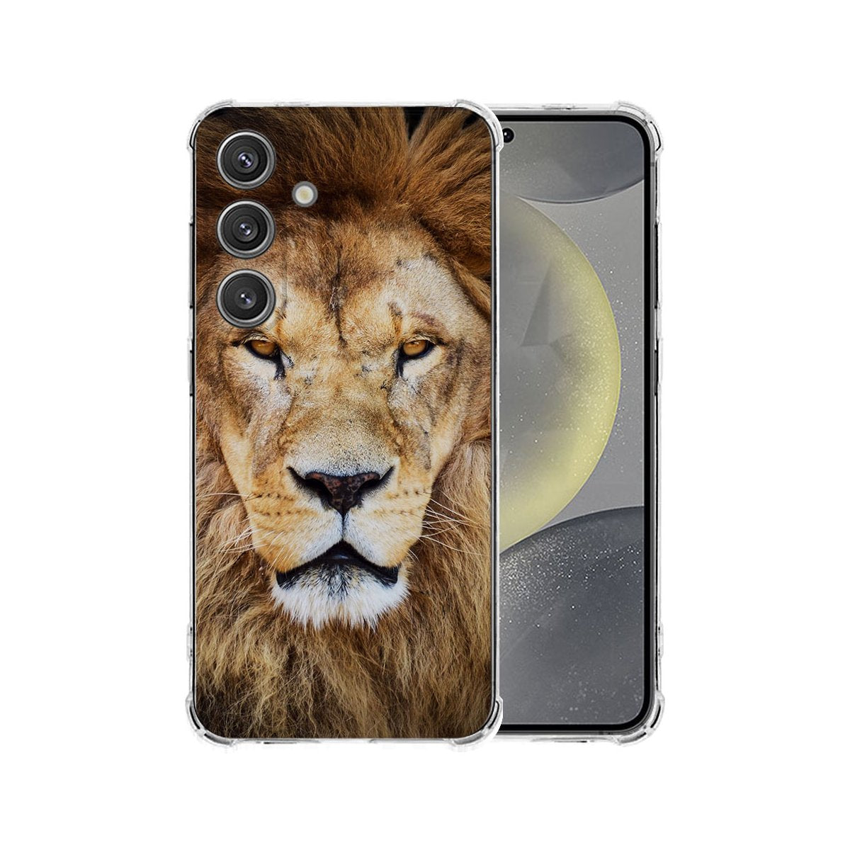 Samsung Galaxy S25 Plus Hoesje Leeuw TPU Antishock voorkant achterzijde