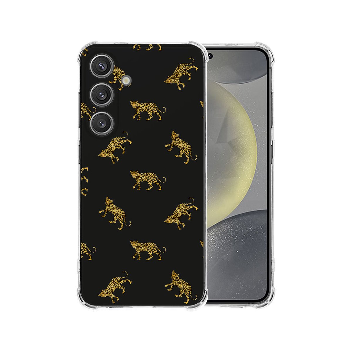 Samsung Galaxy S25 Plus Hoesje - Leopards TPU Antishock leopards print achterzijde zwart
