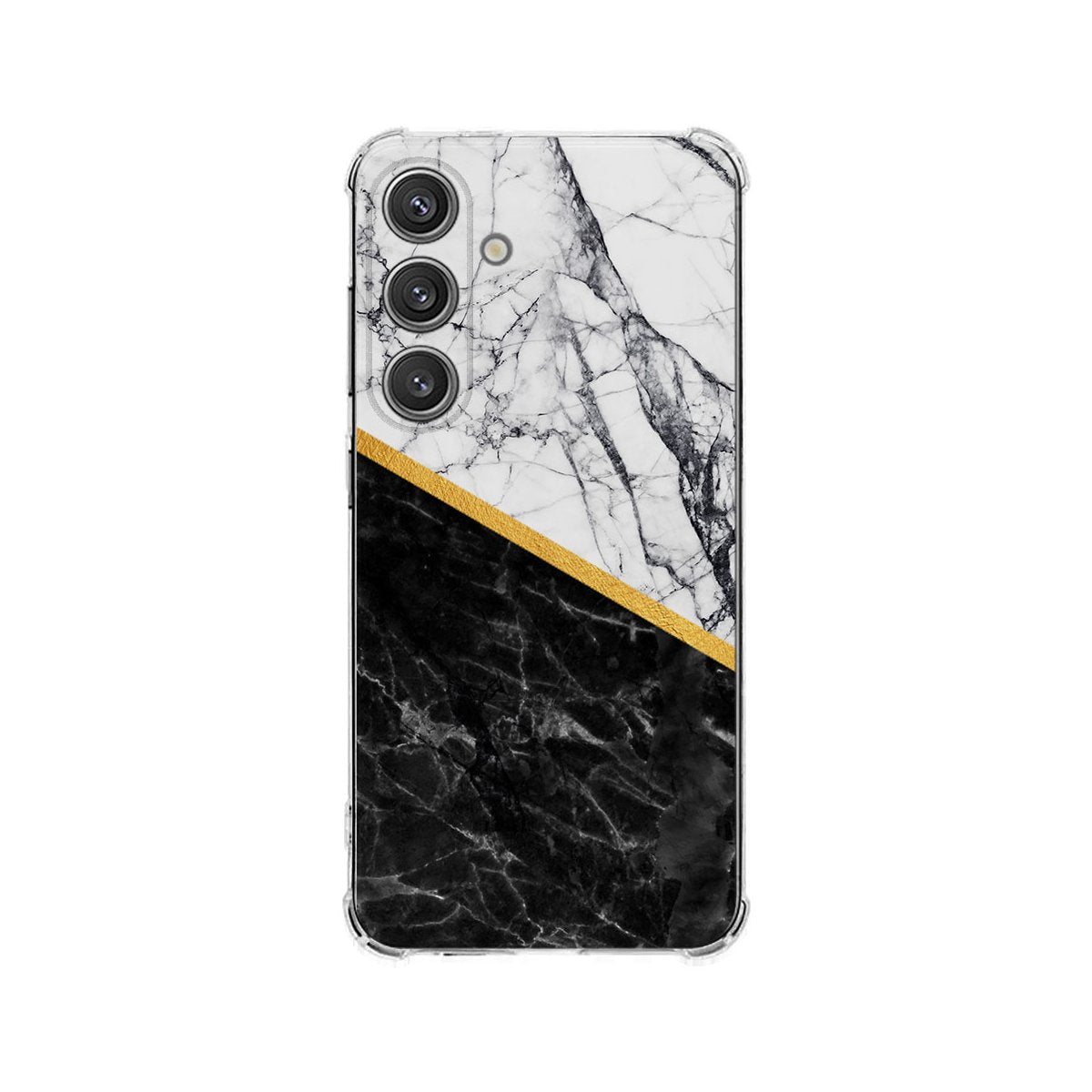 Samsung Galaxy S25 Plus Hoesje Marble White Black TPU Antishock achterkant design