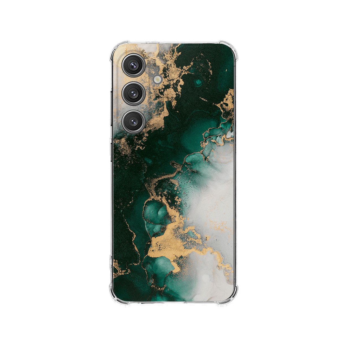 Samsung Galaxy S25 Plus Hoesje Marmer Groen TPU Antishock achteraanzicht