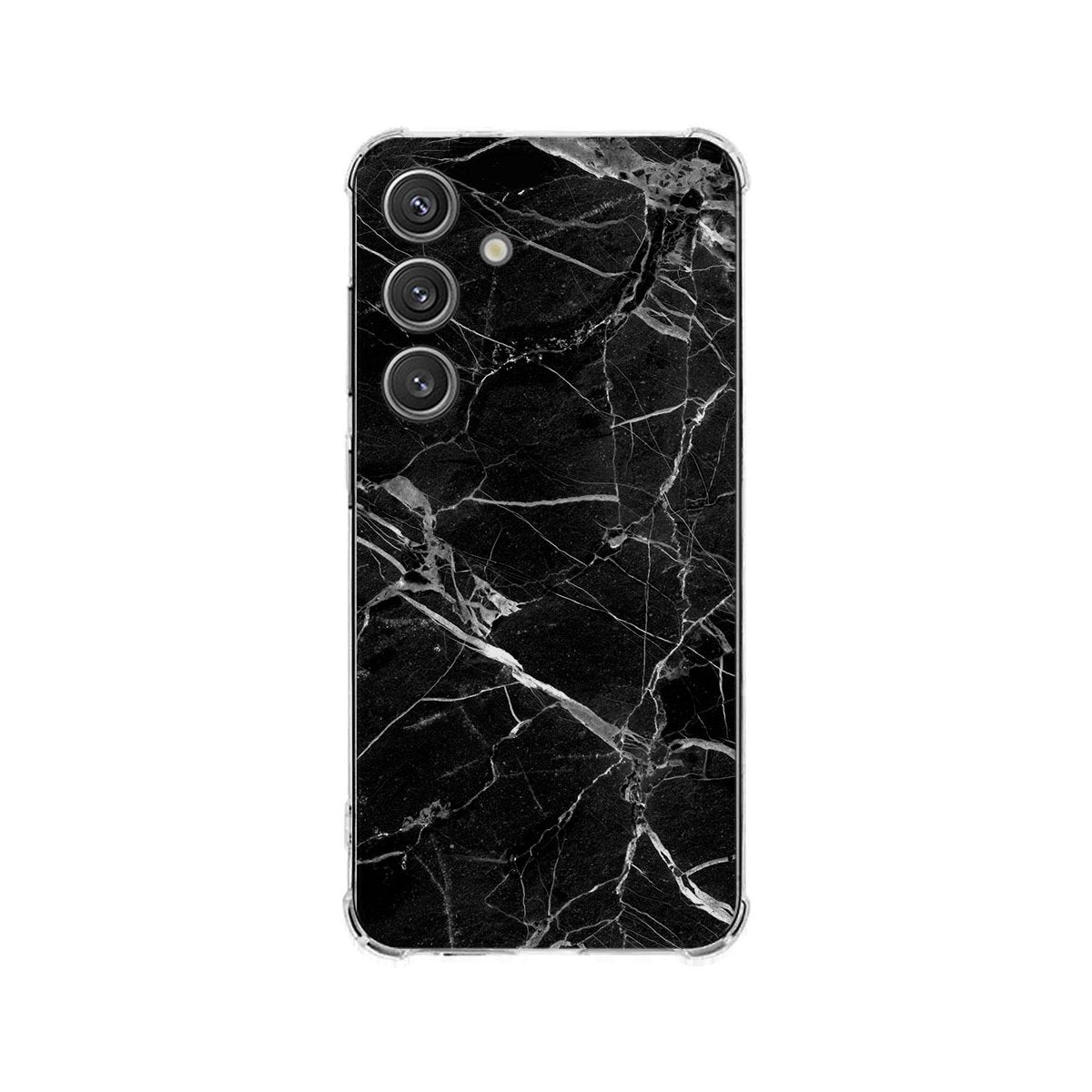 Samsung Galaxy S25 Plus Hoesje - Marmer Zwart TPU Antishock zwart marmer achterkant