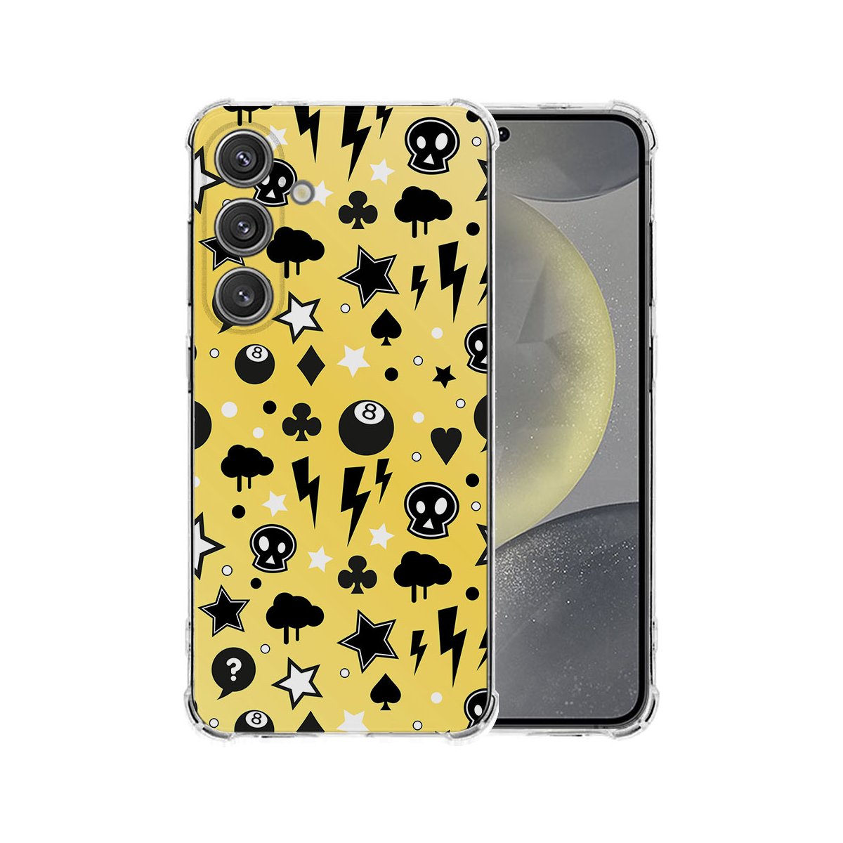 Samsung Galaxy S25 Plus Hoesje - Punk Yellow TPU Antishock design punk yellow aanzicht