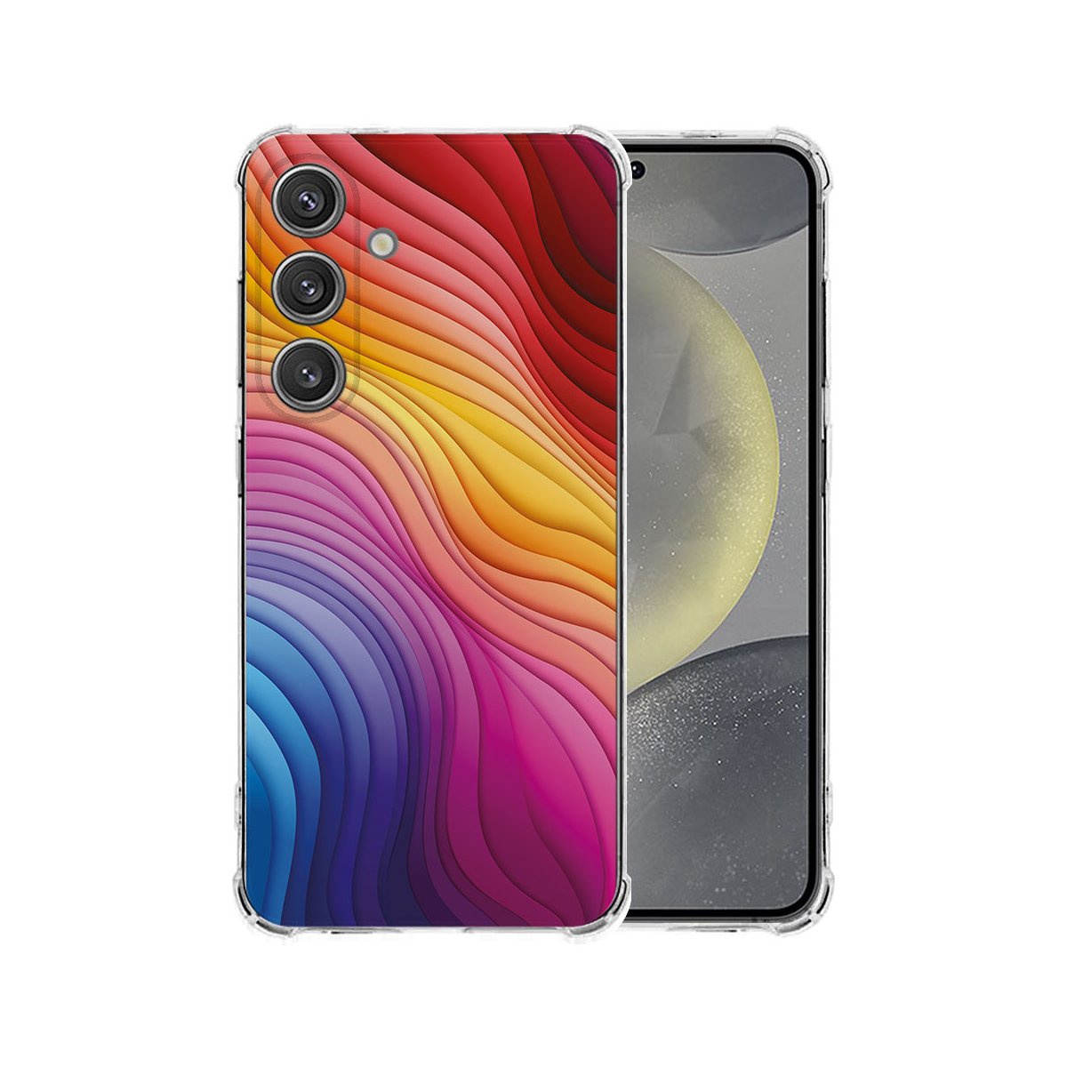 Samsung Galaxy S25 Plus Hoesje Regenboog TPU Antishock kleurverloop aanzicht