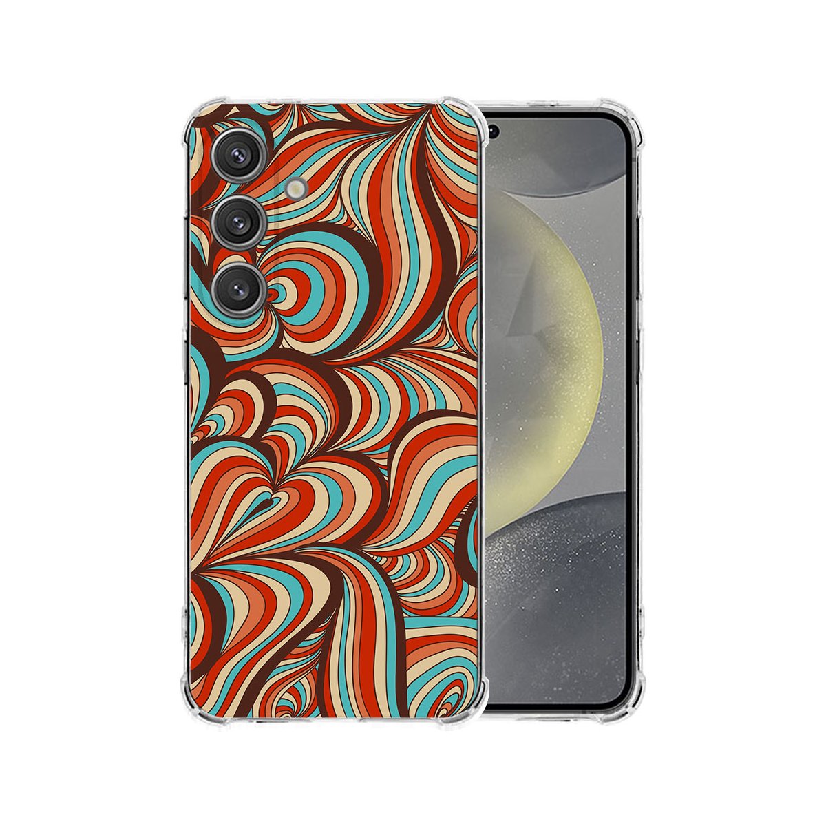 Samsung Galaxy S25 Plus Hoesje - Retro TPU Antishock retro mobiel hoesje zijaanzicht