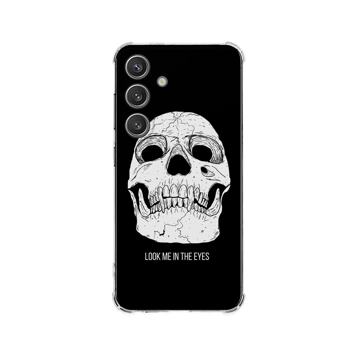Samsung Galaxy S25 Plus Hoesje - Skull Eyes TPU Antishock skull design achterkant zwart wit