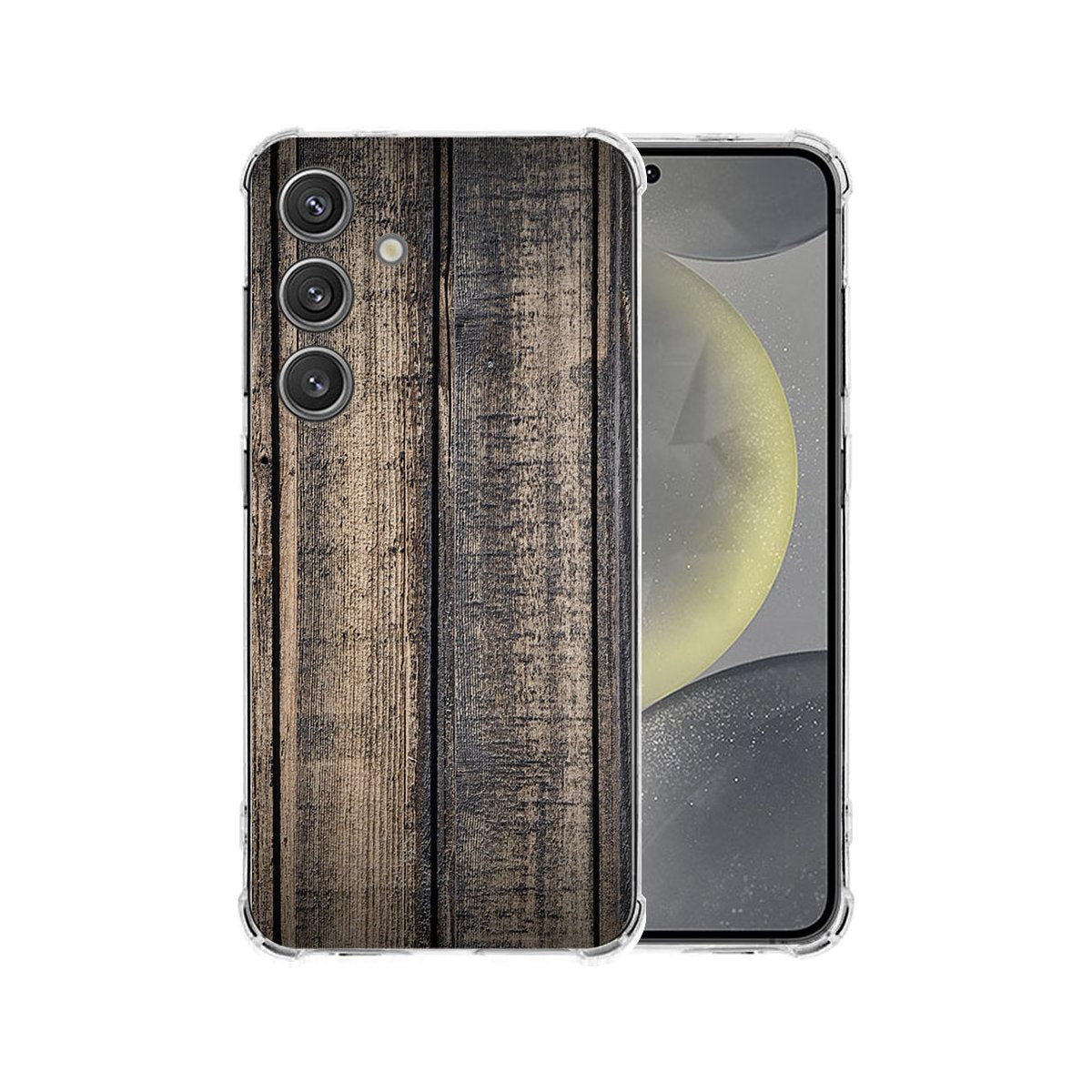 Samsung Galaxy S25 Plus Hoesje Steigerhout TPU Antishock achterkant zicht