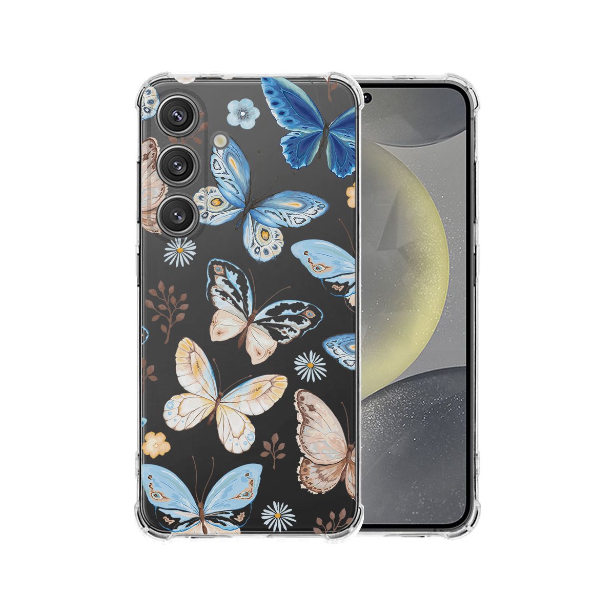 Samsung Galaxy S25 Plus Hoesje Vlinder TPU Antishock vlinder transparant voorkant achterkant