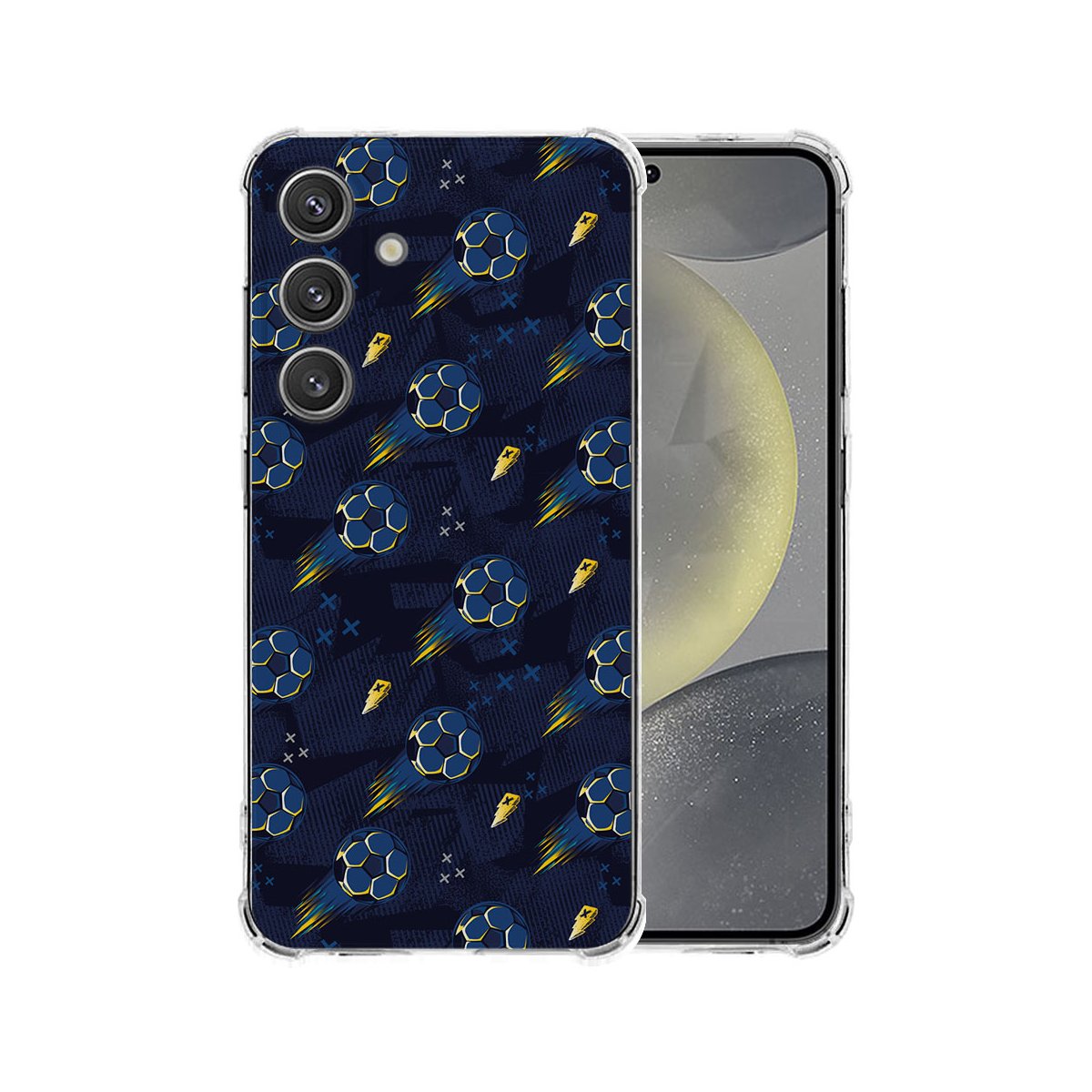 Samsung Galaxy S25 Plus Hoesje - Voetbal TPU Antishock voetbal design achterkant