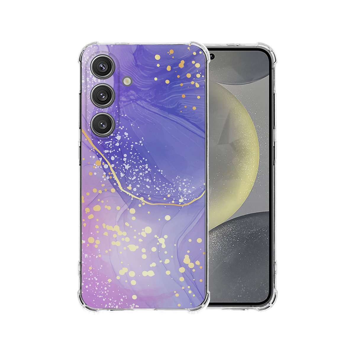 Samsung Galaxy S25 Plus Hoesje Watercolor Paars TPU Antishock hoesje aquarel paars design voorzijde