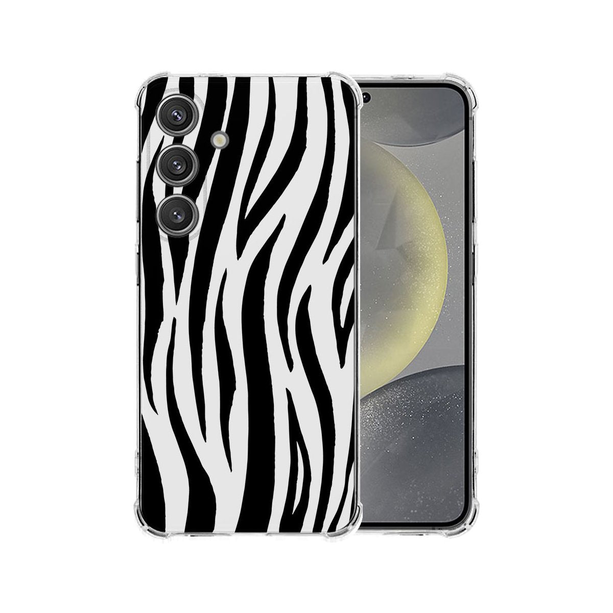 Samsung Galaxy S25 Plus Hoesje Zebra TPU Antishock achterkant voorkant