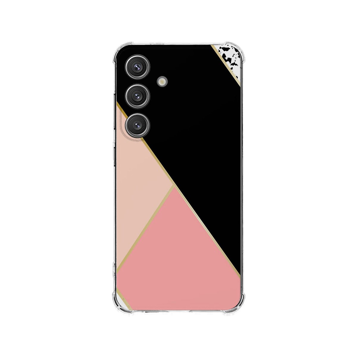 Samsung Galaxy S25 Plus Hoesje Zwart Roze Vormen TPU Antishock achterkant