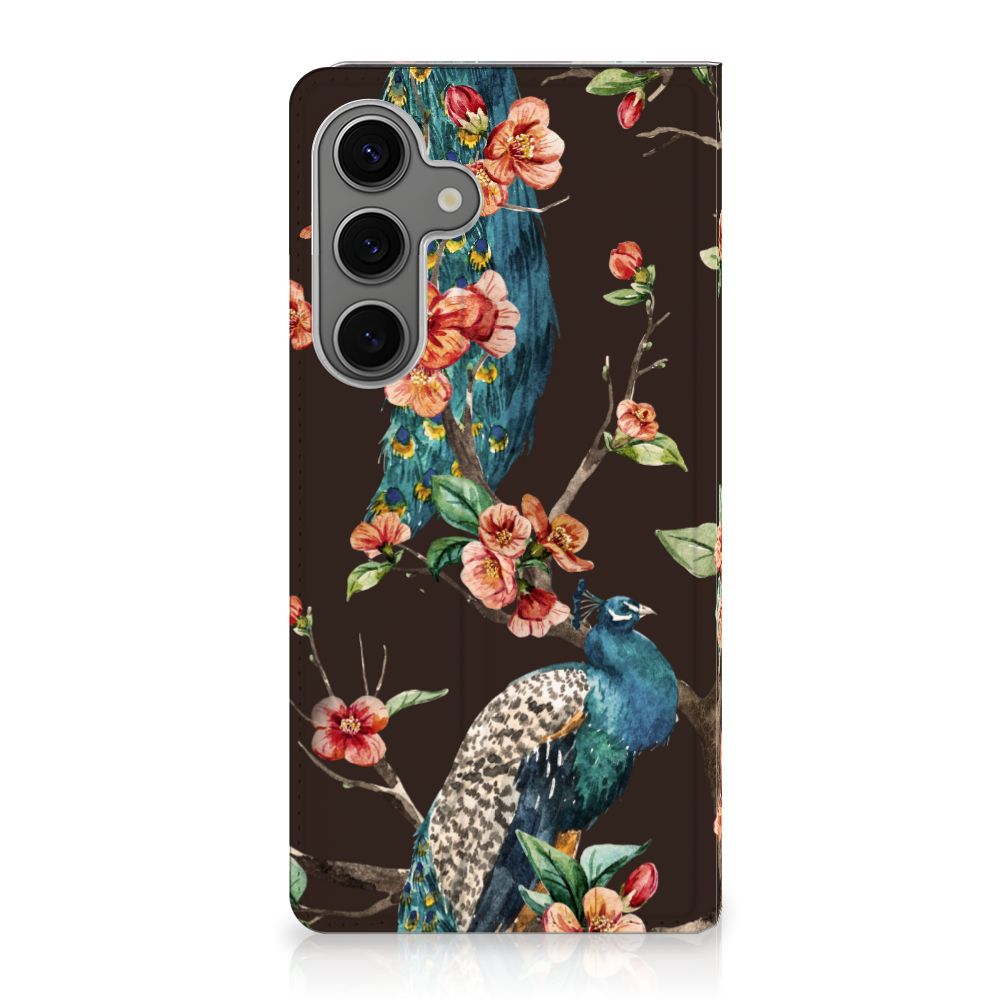 Samsung Galaxy S25 Plus Hoesje maken Pauw met Bloemen design pauw bloemen voorkant