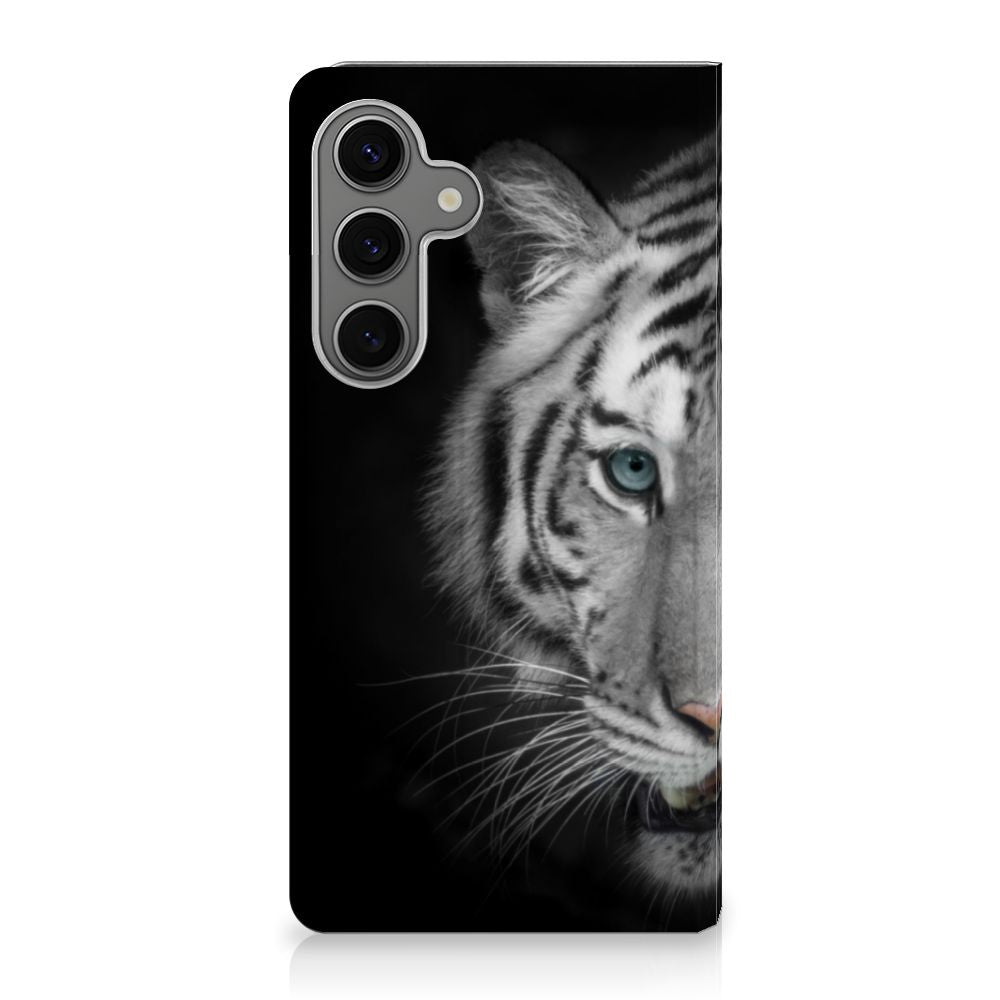 Samsung Galaxy S25 Plus Hoesje maken Tijger stand tijger zwart wit