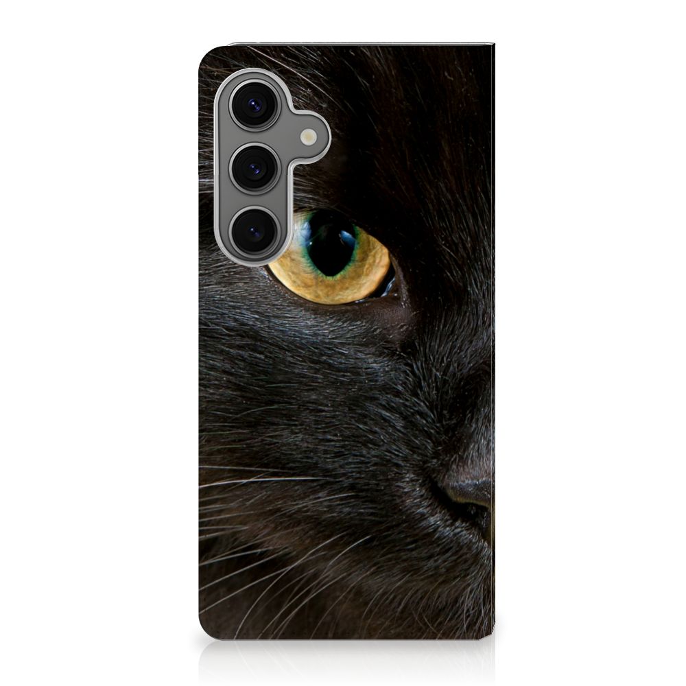 Samsung Galaxy S25 Plus Hoesje maken Zwarte Kat stand case zwart kat zijde detail
