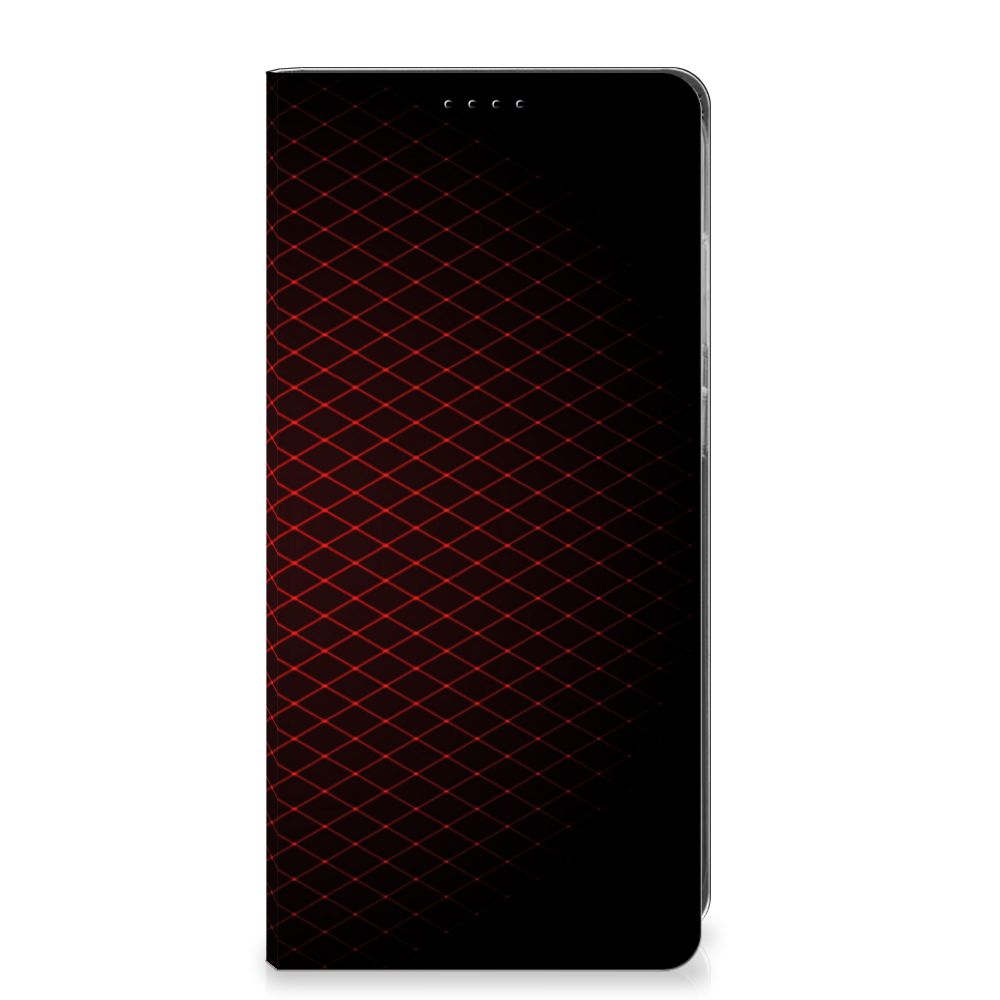 Samsung Galaxy S25 Plus Hoesje met Magneet Geruit Rood design zwart rood voorkant