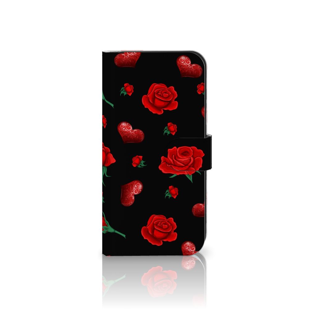 Samsung Galaxy S25 Plus Leuk Hoesje Valentine boekjes met rozen hartjes op zwart