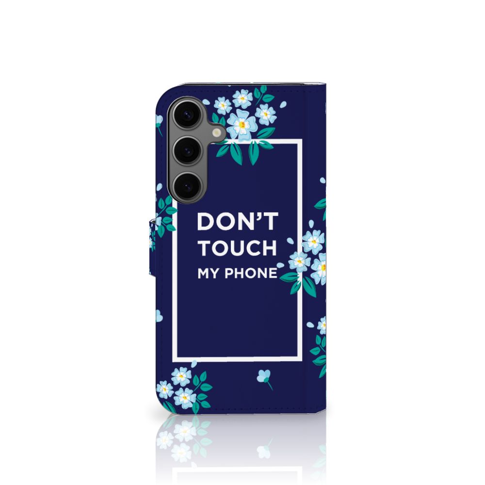Samsung Galaxy S25 Plus Portemonnee Hoesje Flowers Blue DTMP achterzijde