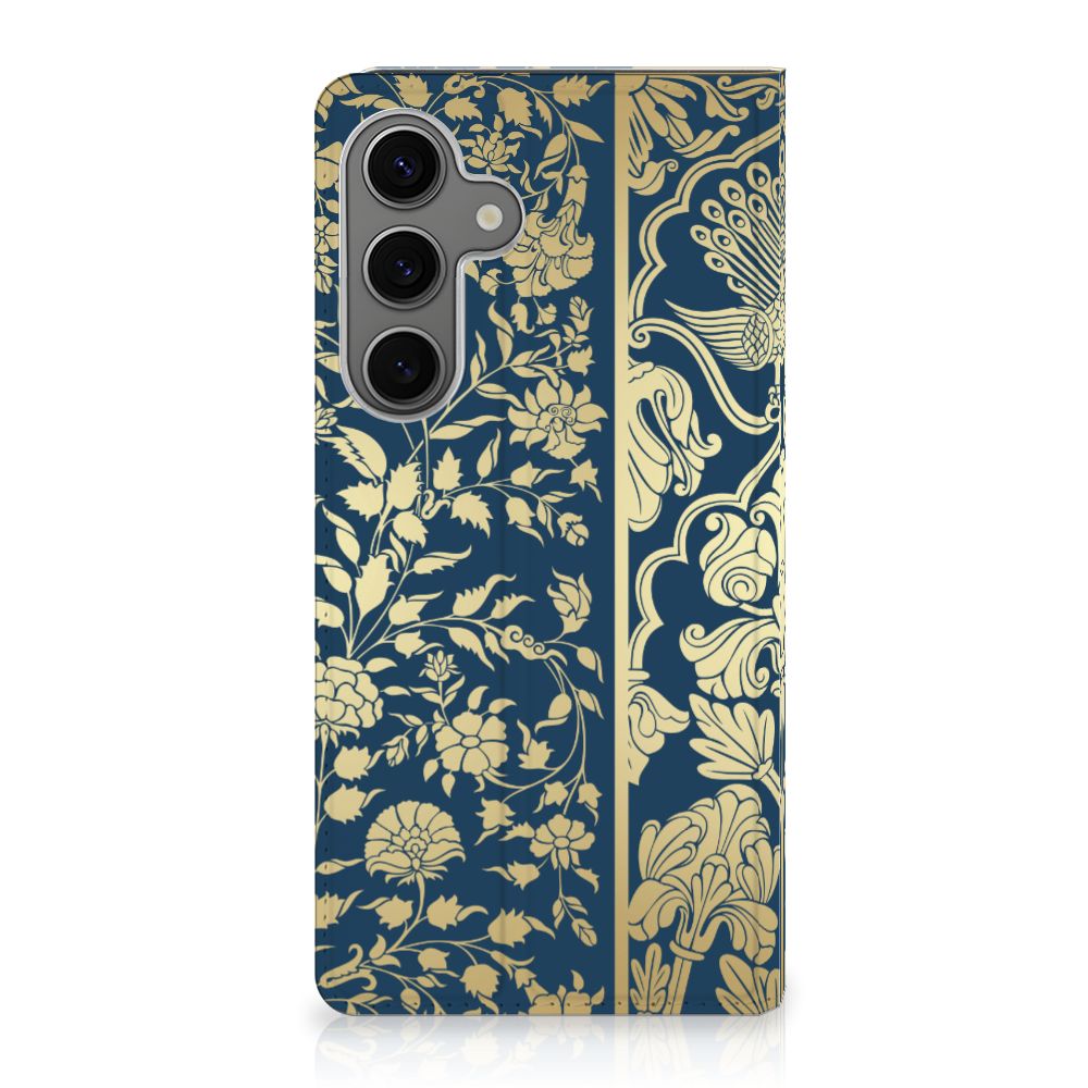 Samsung Galaxy S25 Plus Smart Cover Beige Flowers design beige flowers achterzijde