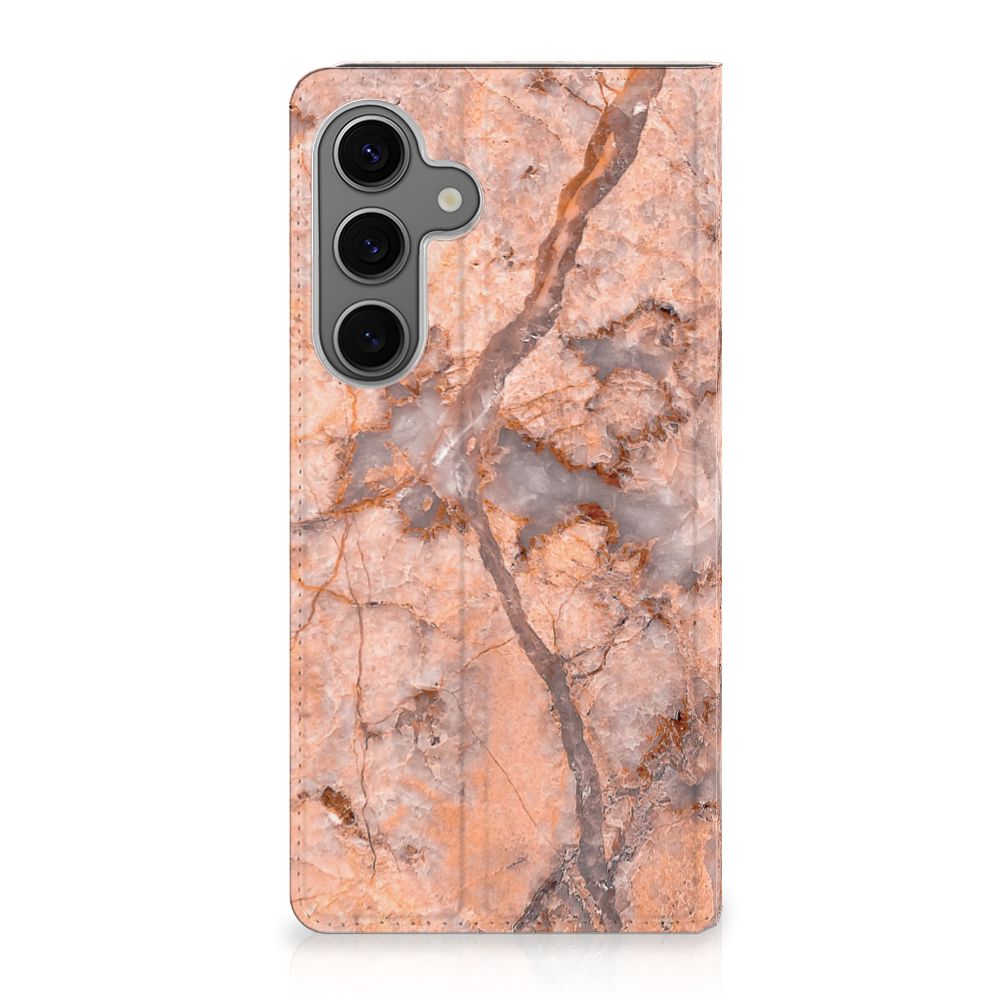 Samsung Galaxy S25 Plus Standcase Marmer Oranje design Marmer Oranje voorkant