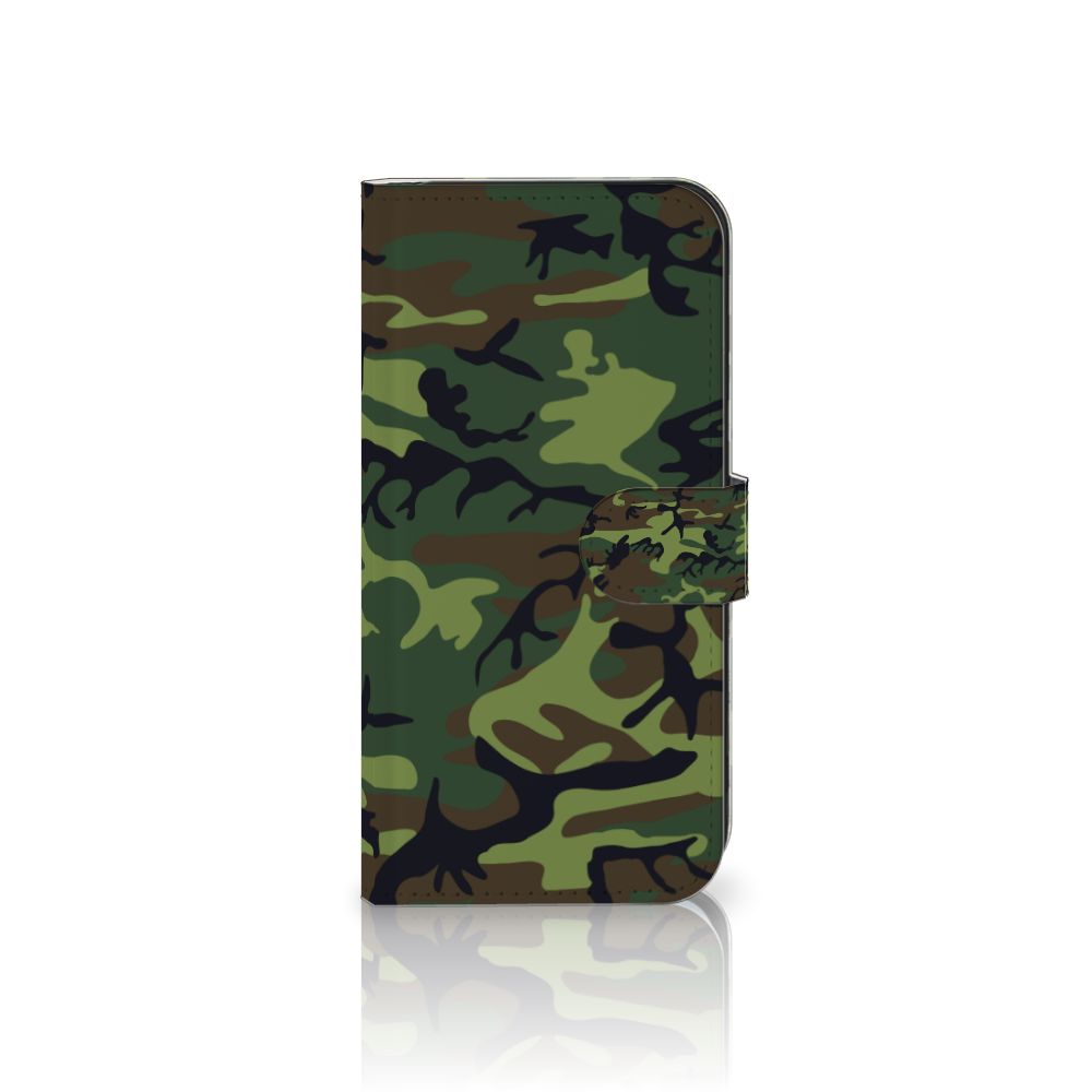 Samsung Galaxy S25 Plus Telefoon Hoesje Army Dark boekhoes camouflage ontwerp voorkant