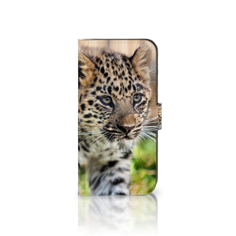 Samsung Galaxy S25 Plus Telefoonhoesje met Pasjes Baby Luipaard luipaard ontwerp voorkant